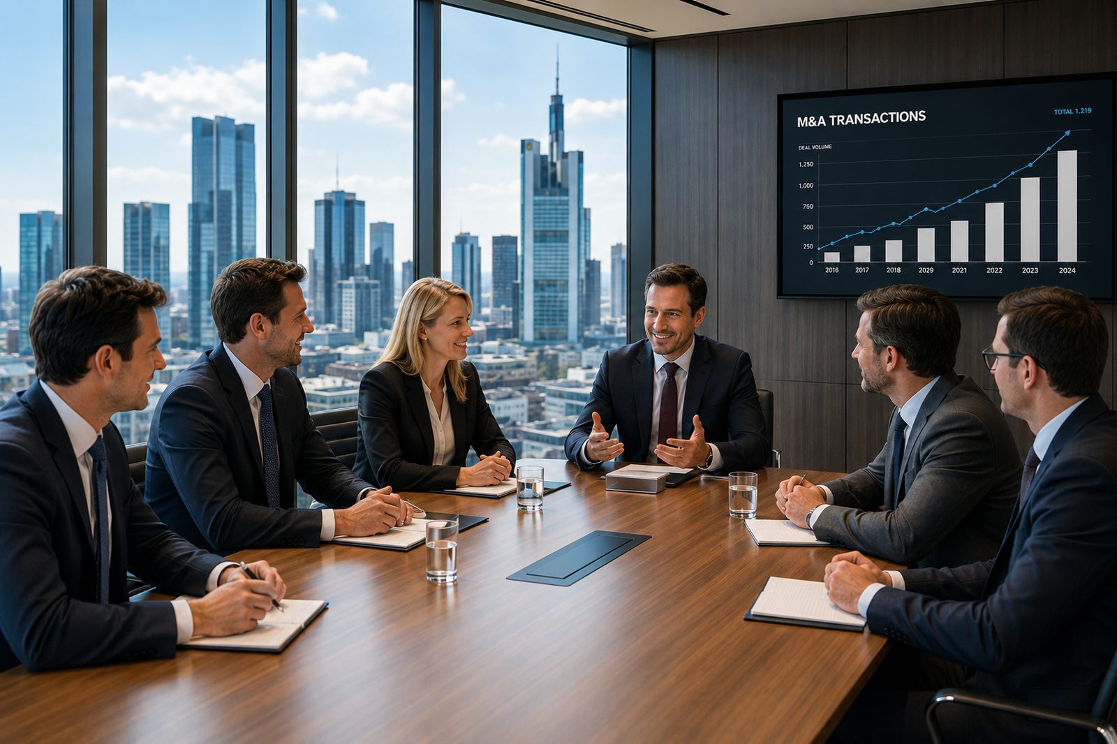 Besprechung einer M&A-Transaktion im Boardroom