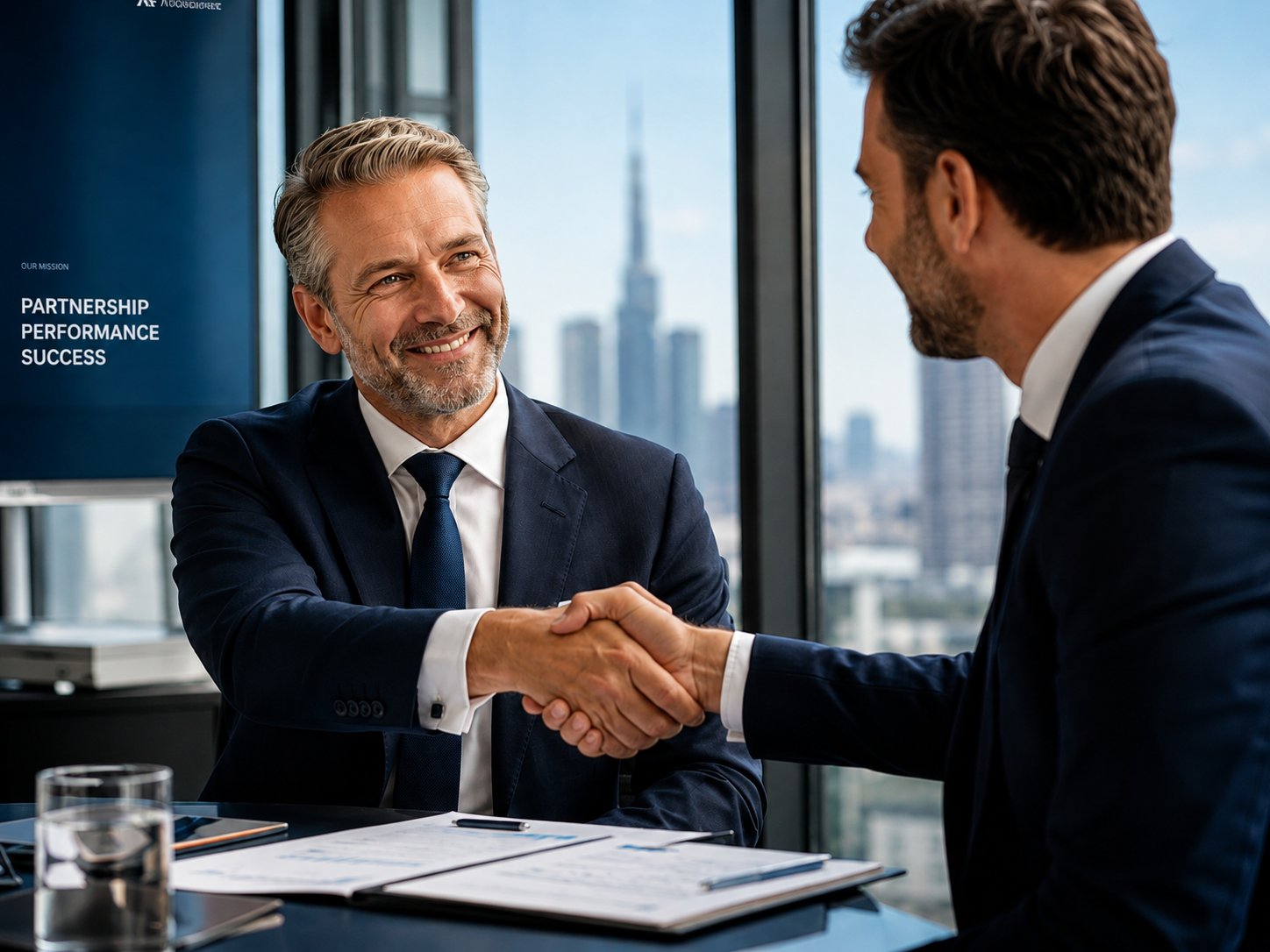 Hands shake after a successful transaction agreement