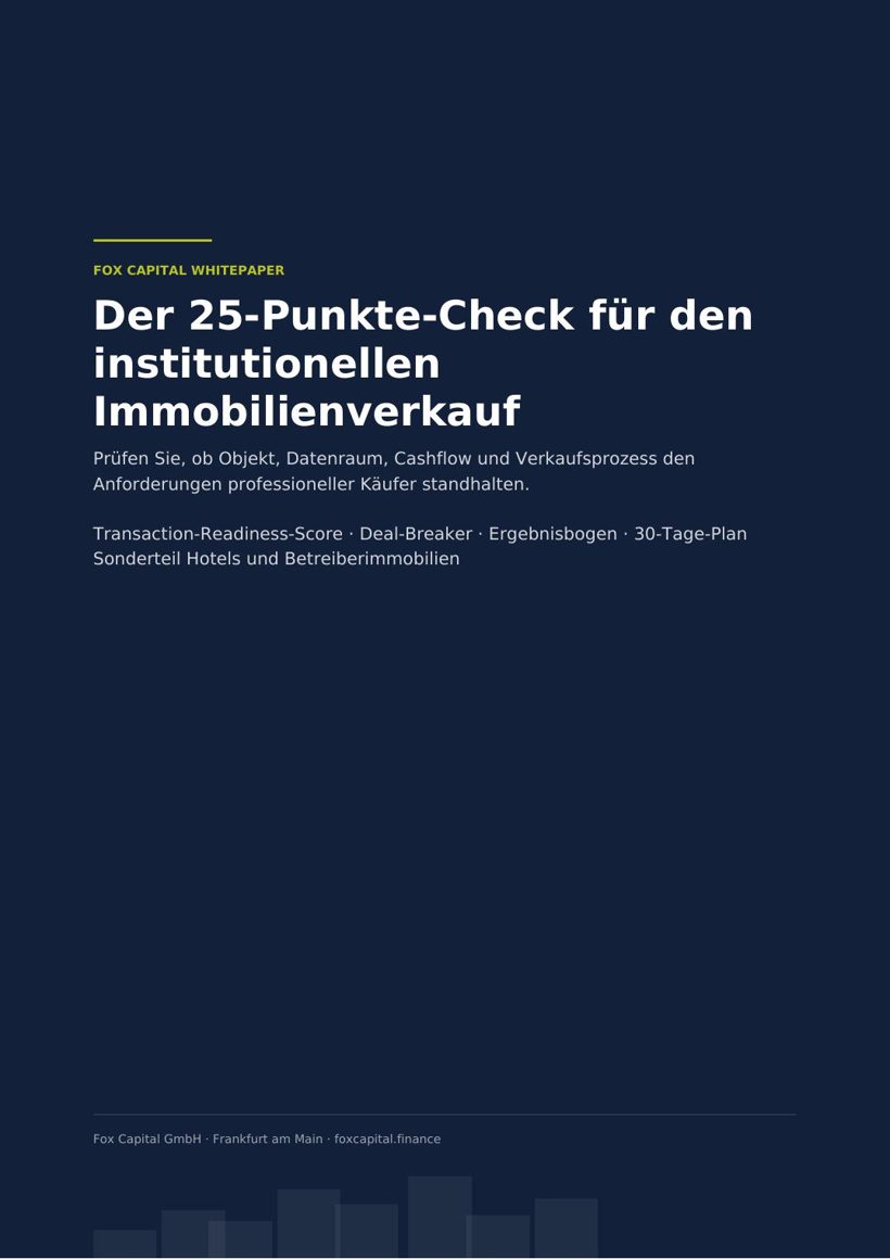 Titelseite des Whitepapers: Der 25-Punkte-Check für den institutionellen Immobilienverkauf