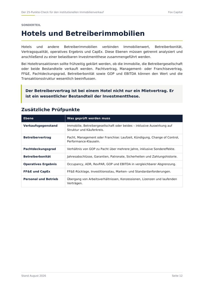 Innenseite: Sonderteil Hotels und Betreiberimmobilien